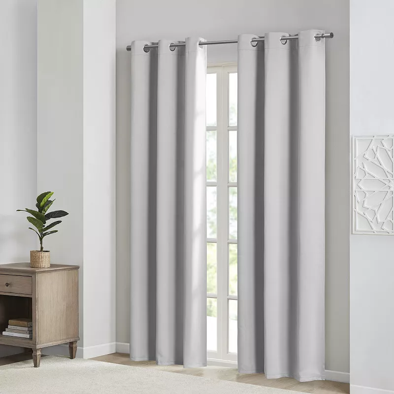 SunSmart 2-pack Brent Solid Room Darkening Triple Weave Grommet Top Window Curtains