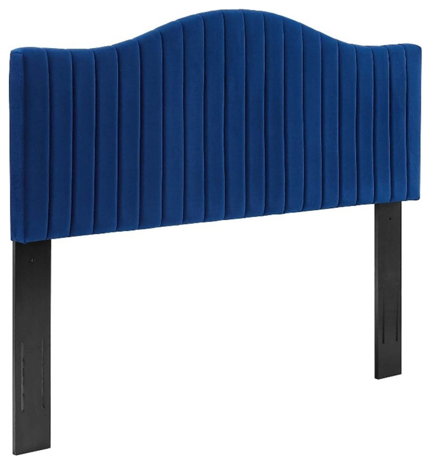 Modway Brielle Channel Tufted Performance Velvet Twin Headboard in Navy   Headboards   by Homesquare  Houzz