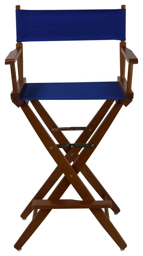 Wide 30 quotDirector  x27s Chair With Mission Oak Frame  Navy Cover   Contemporary   Folding Chairs And Stools   by Casual Home  Houzz