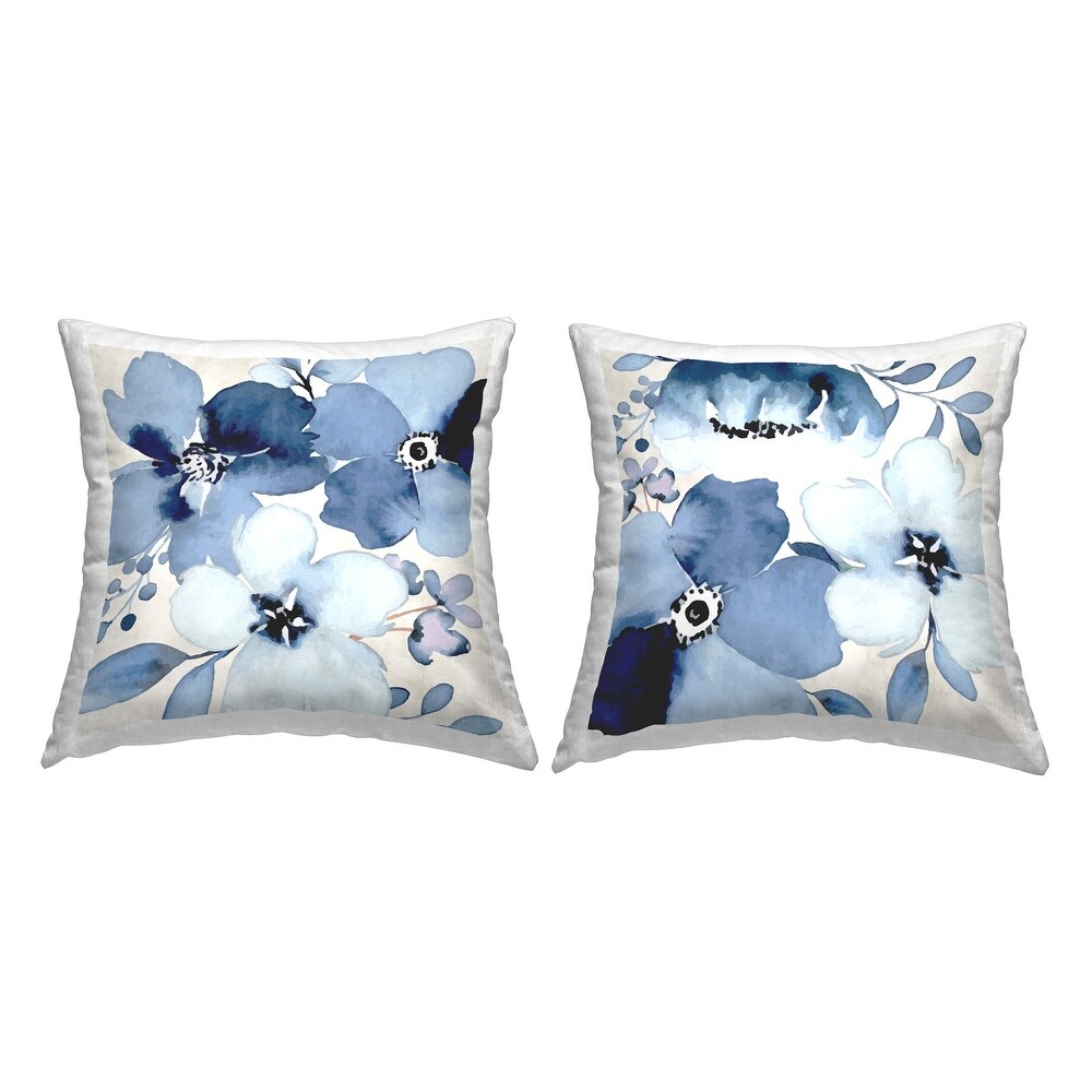 Stupell Modern Blue Blossom Petals Printed Throw Pillow Design by ND Art (Set of 2)