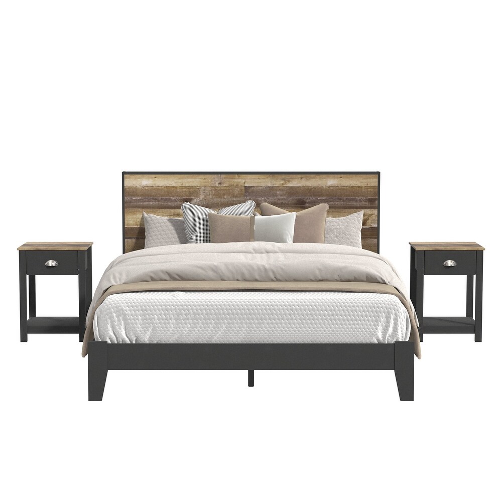 Layton 3 Piece Queen Wood Bedroom Set with Nightstand