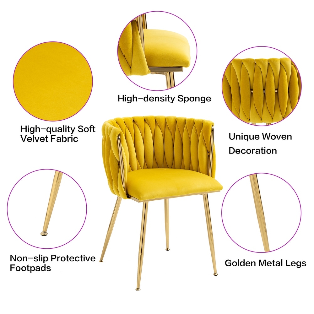 Velvet Upholstered Tufted Side Dining Chair With Golden Legs（set of 2）