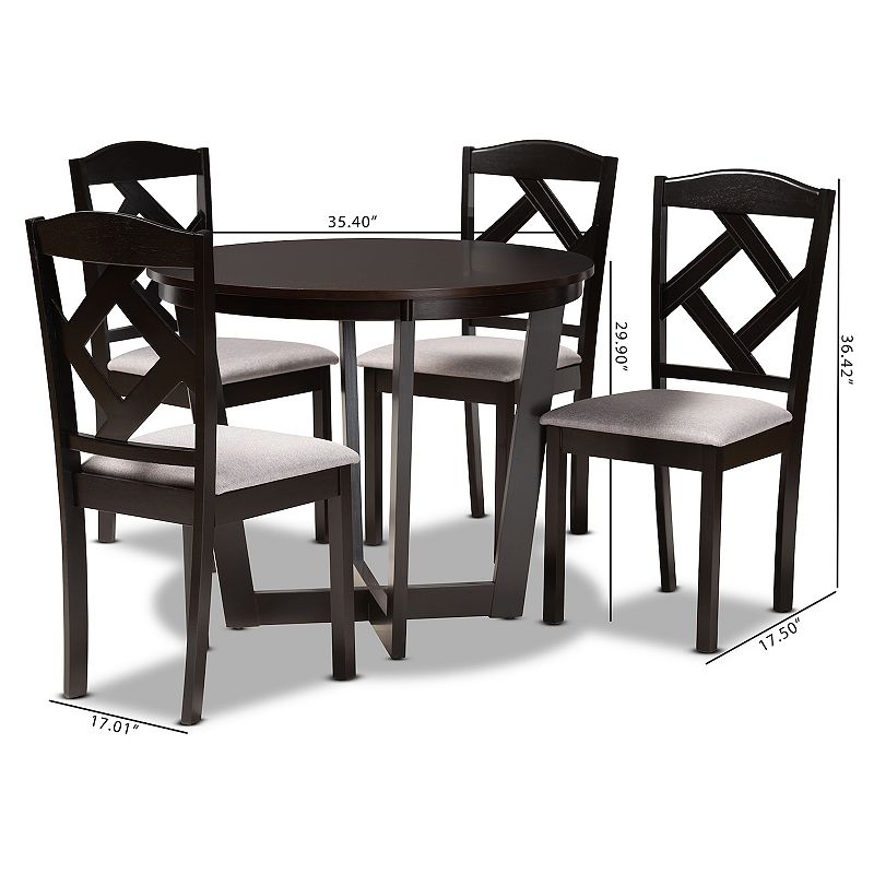 Baxton Studio Morigan Dining Table and Chair 5-piece Set