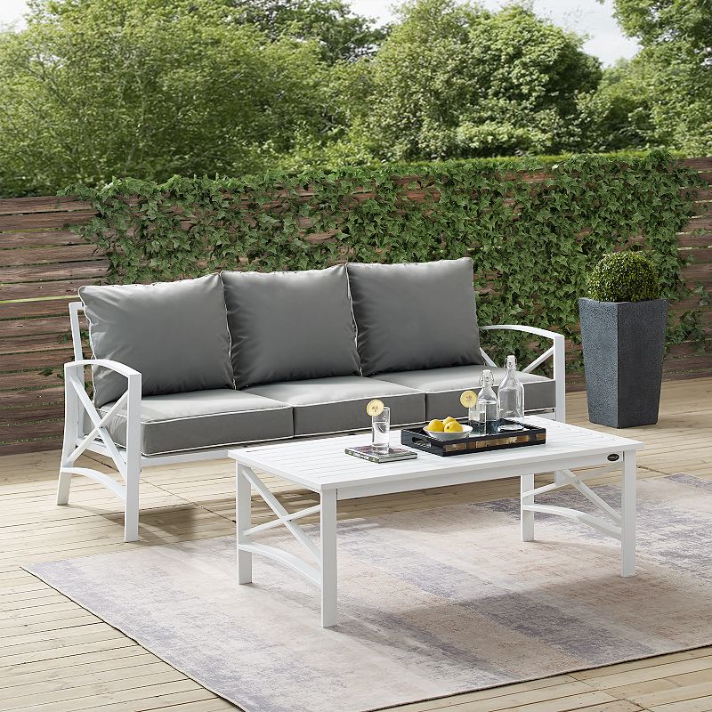 Crosley Kaplan 2-Piece Outdoor Metal Sofa and Coffee Table Set