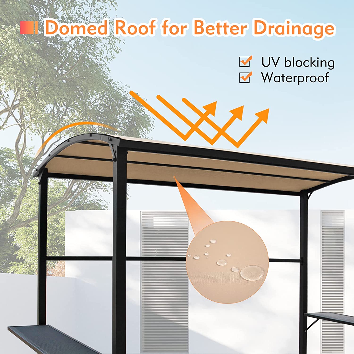 Grill Gazebo 8FT x 4.6FT Outdoor Gazebo Patio Gazebo Canopy Grill BBQ, Beige