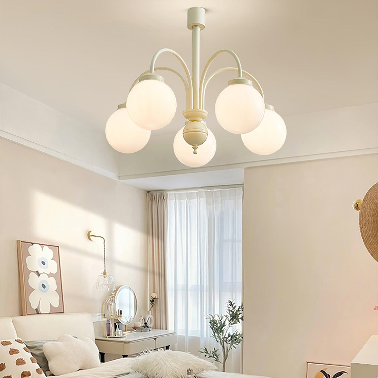 Cream Glass Sphere Chandelier