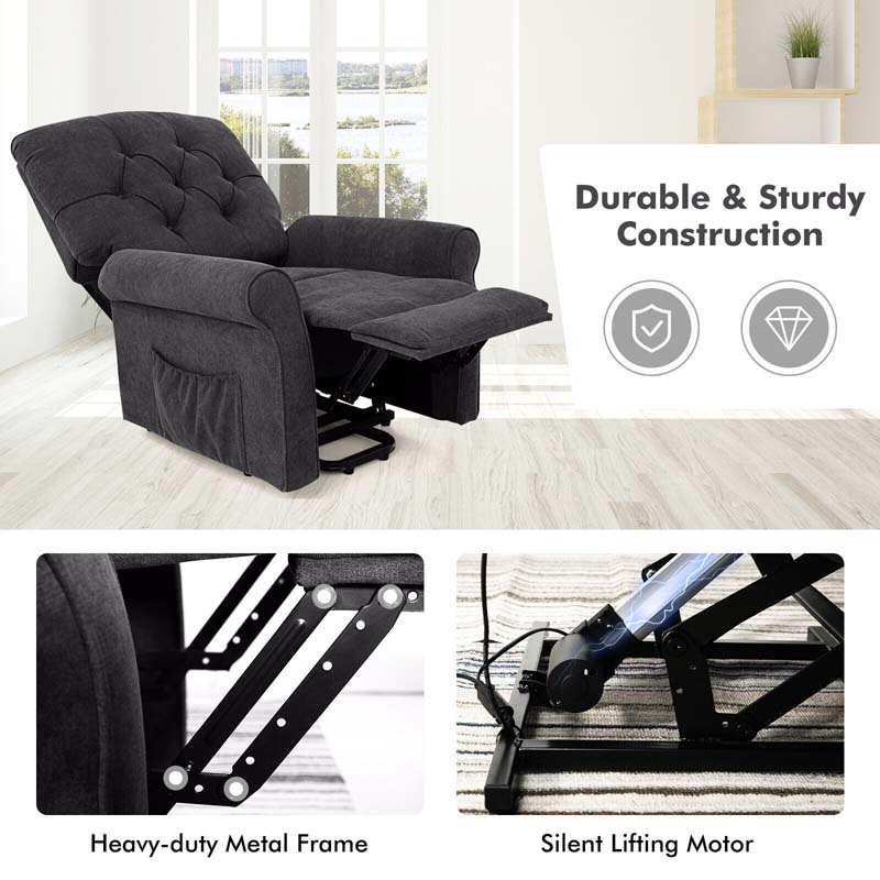 Skin-friendly Fabric Power Lift Chair for Elderly, Adjustable Electric Recliner Living Room Sofa with Remote