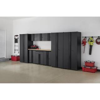 Husky 10-Piece Regular Duty Welded Steel Garage Storage System in Black (163 in. W x 75 in. H x 19 in. D) GS16210-2DWO