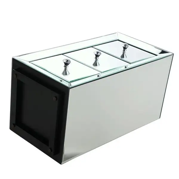 Mirrored Nightstand with 3 Drawers