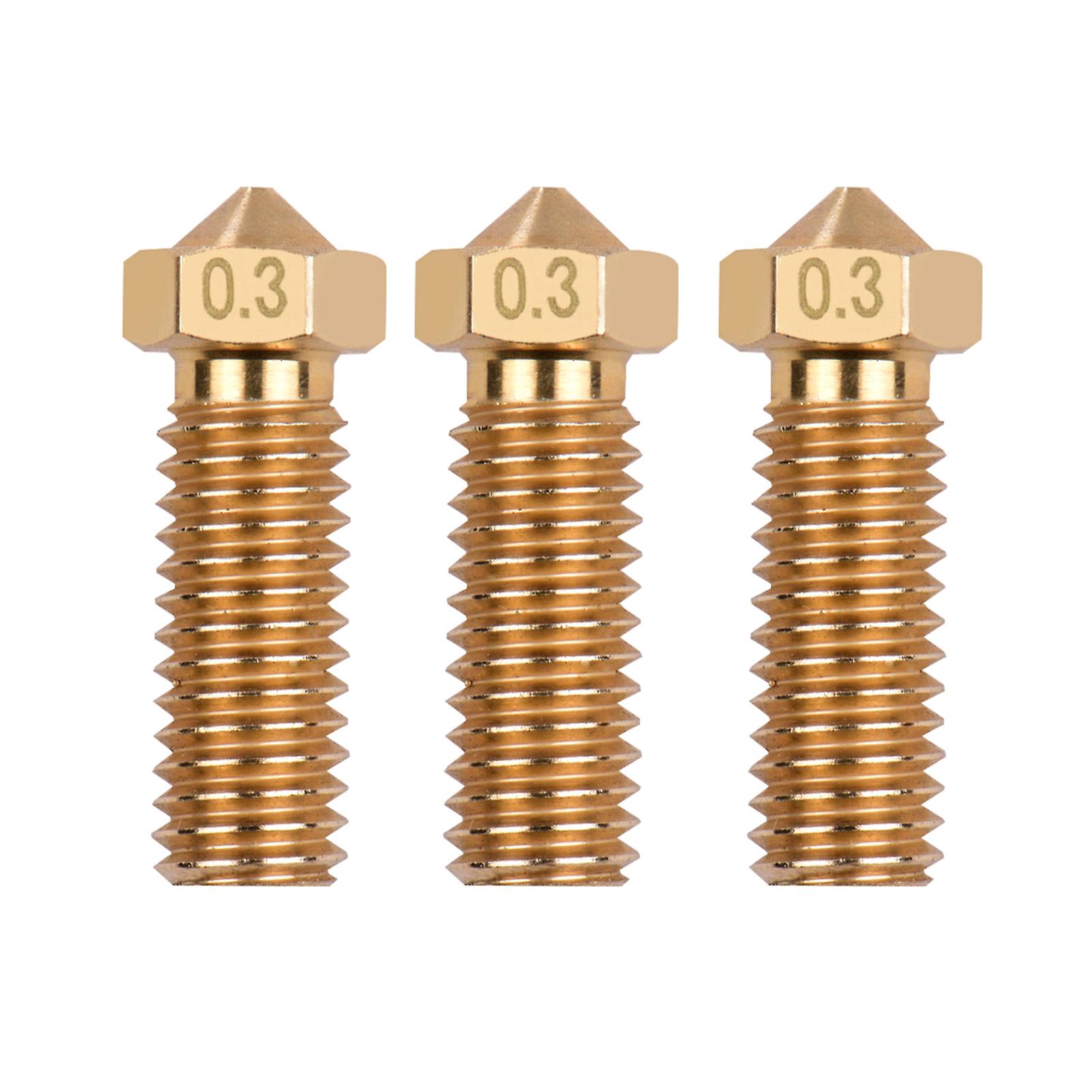 3pcs 3d Printer Extruder Brass Volcano Nozzle M6 Thread Printer Head 0.3mm Output For Sidewinder X1 Tevo Little Monster 1.75mm Filament Gold 1.0mm