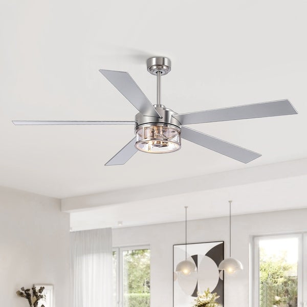 60 In Brushed Nickel Large Ceiling Fan with Light Remote(5-blade) Shopping - The Best Deals on Ceiling Fans | 40787103