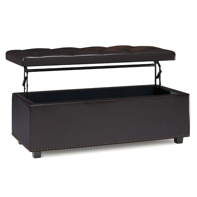 Simplihome Vegan Leather Lift Top Storage Ottoman Hamilton