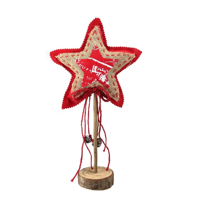 Red And Brown Star With Bells Christmas Tabletop Decoration