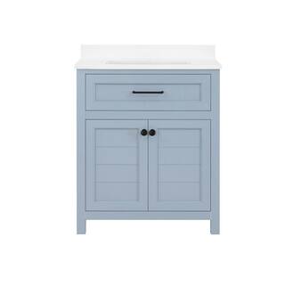 Home Decorators Collection Hanna 30 in. W x 19 in. D x 34.50 in. H Bath Vanity in Spruce Blue with White Cultured Marble Top Hanna 30SB