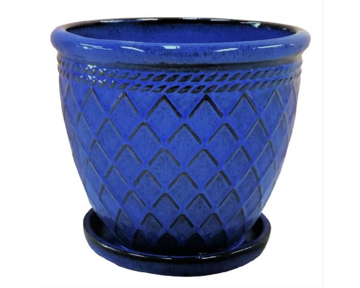 Woven Planter， Dropping Blue， Small - ASCBRP8DBS