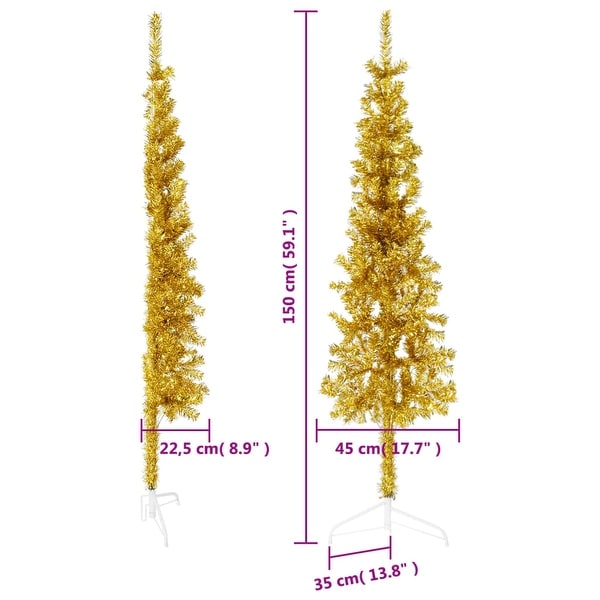 vidaXL Christmas Tree Decoration Slim Artificial Half Xmas Tree with Stand