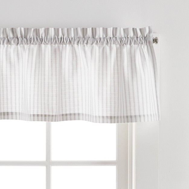 3pc Ticking Stripe Window Valance And Tiers Set White gray Martha Stewart