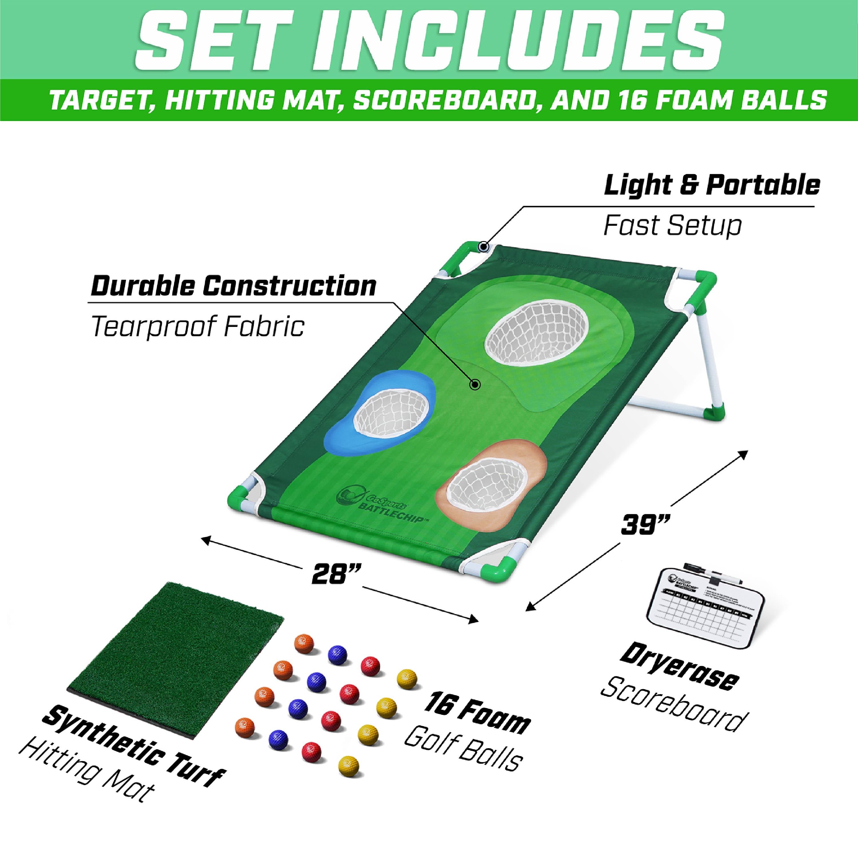 GoSports BattleChip Backyard Golf Cornhole Game, Includes Chipping Target, 16 Foam Balls, Hitting Mat and Carrying Case