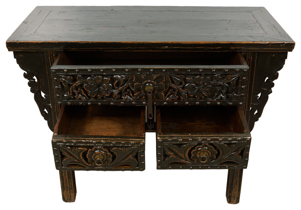 Consigned 19 Century Antique Chinese Carved Shan Xi Console Table/Sideboard   Asian   Console Tables   by Golden Treasures Antiques and Collectibles Inc  Houzz