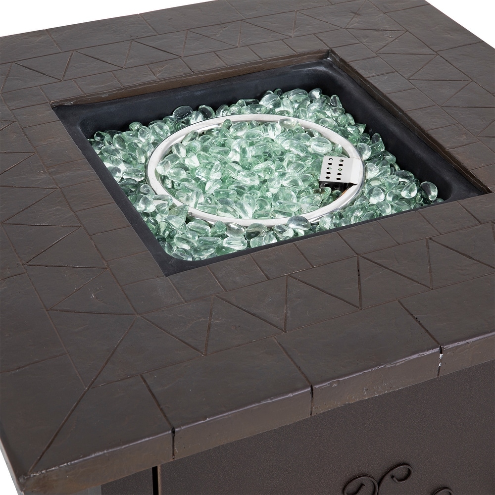 NUU GARDEN MGO Tabletop Square Fire Pit Table with Cover