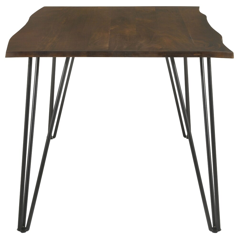 Coaster Furniture Topeka Live edge Dining Table Mango Cocoa and Gunmetal   60.00'' x 36.00'' x 30.00''