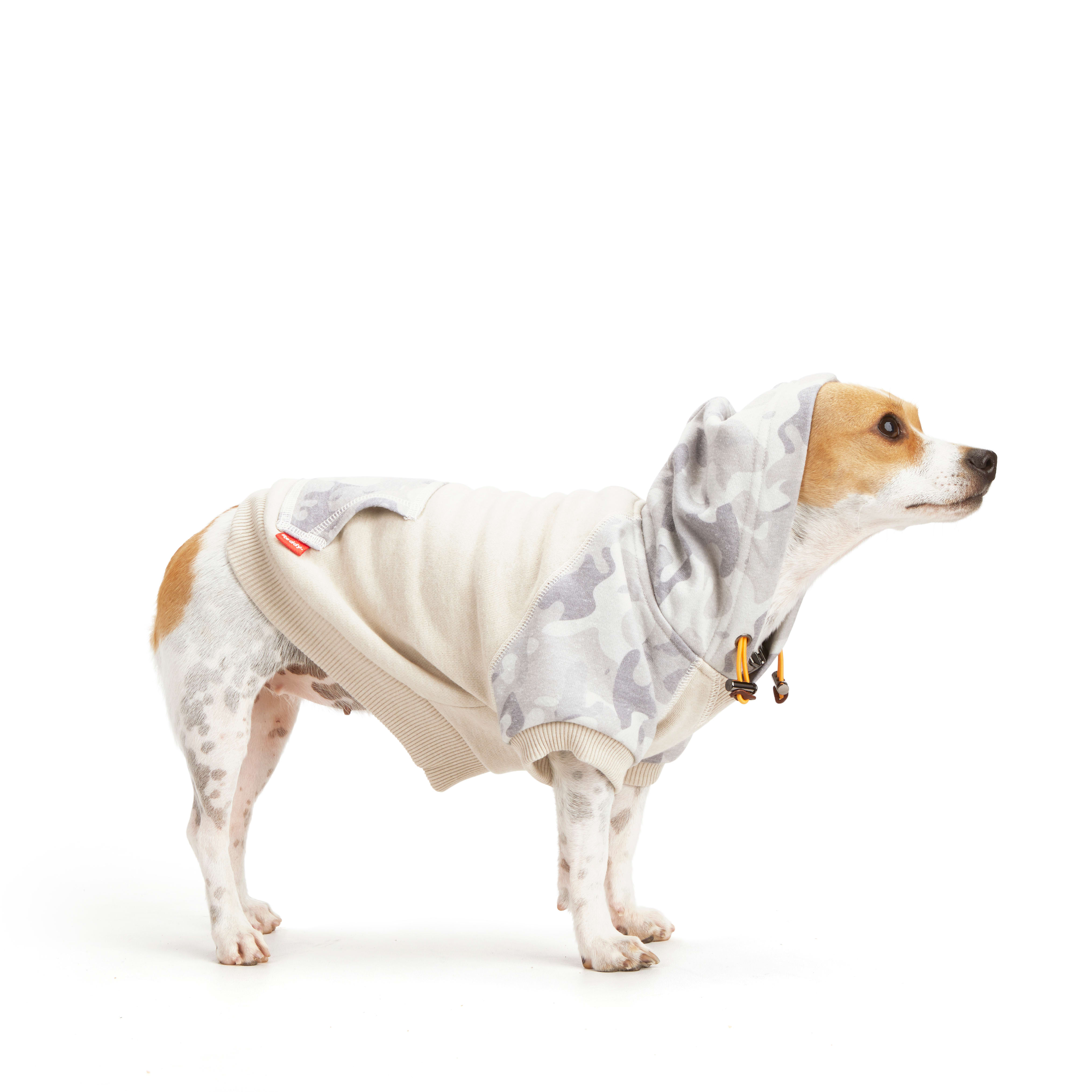 Reddy Grey Camo Colorblocked Dog Hoodie， X-Small