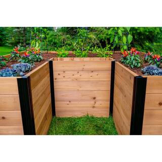 VITA Mezza 6'L x 6'W x 22H Cedar Keyhole Composting Garden Golden Brown VT17707 VT17707