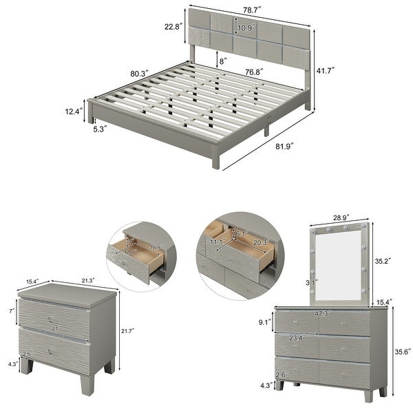 Silver Bedroom Sets 3 Piece - - 37475883