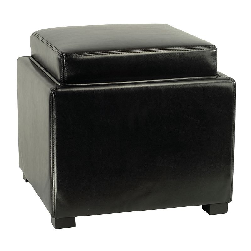 Safavieh Bobbi Leather Tray Storage Ottoman