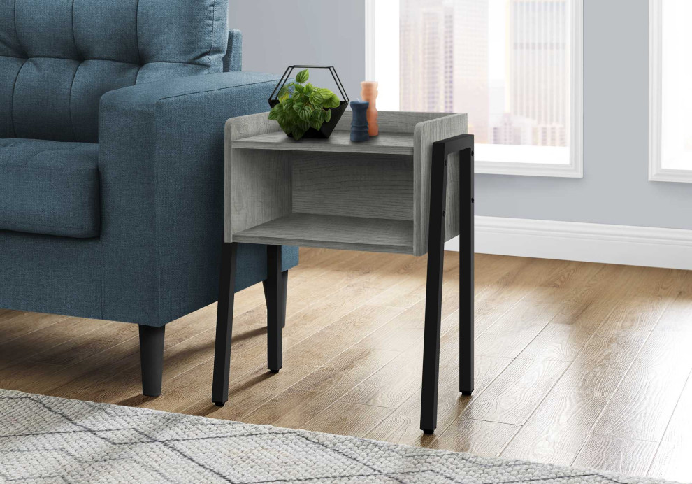 HomeRoots 23 quotRectangular Grey and Black Metal Accent Table   Transitional   Side Tables And End Tables   by UStradeENT LLC  Houzz