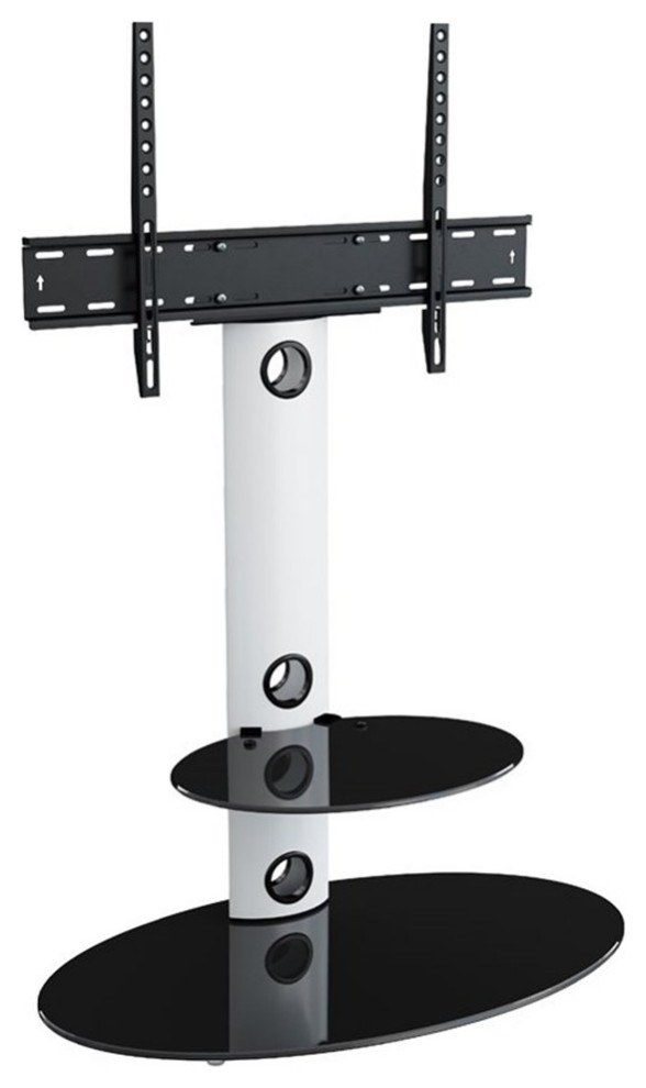 AVF Steel TV Floor Stand with TV Mount Column for 32 quotto 65 quotTVs in White/Black   Contemporary   Entertainment Centers And Tv Stands   by Homesquare  Houzz