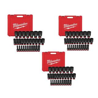 MW SHOCKWAVE 12 in. Drive Metric 6 Point Impact Socket Set (87-Piece) 49-66-7015-49-66-7015-49-66-7015