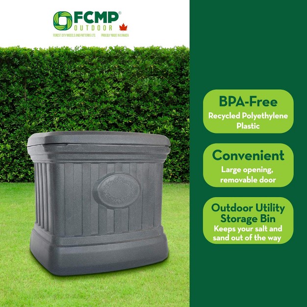 Fcmp 26 Gallon Ice Melt Outdoor Storage Bin Container For Sand Salt Gardening Supplies Animal Bird Bird Seed And More Gray