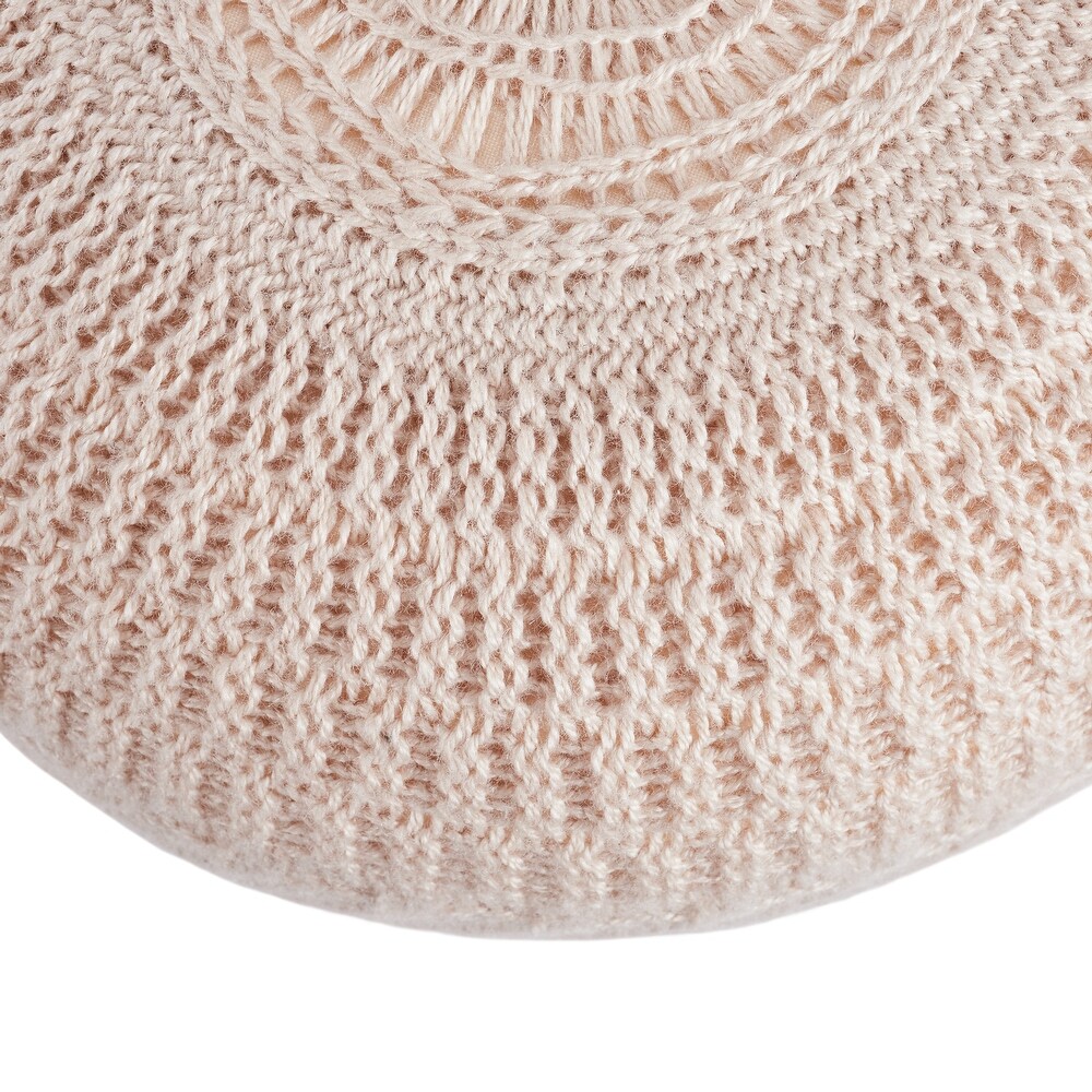 Lucille Solid Light Blush Pouf/ Floor Pillow