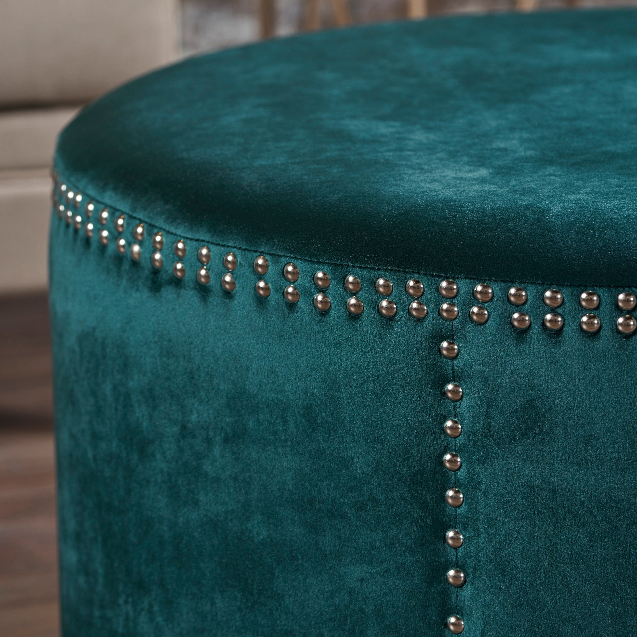 Jesper Studded New Velvet Ottoman