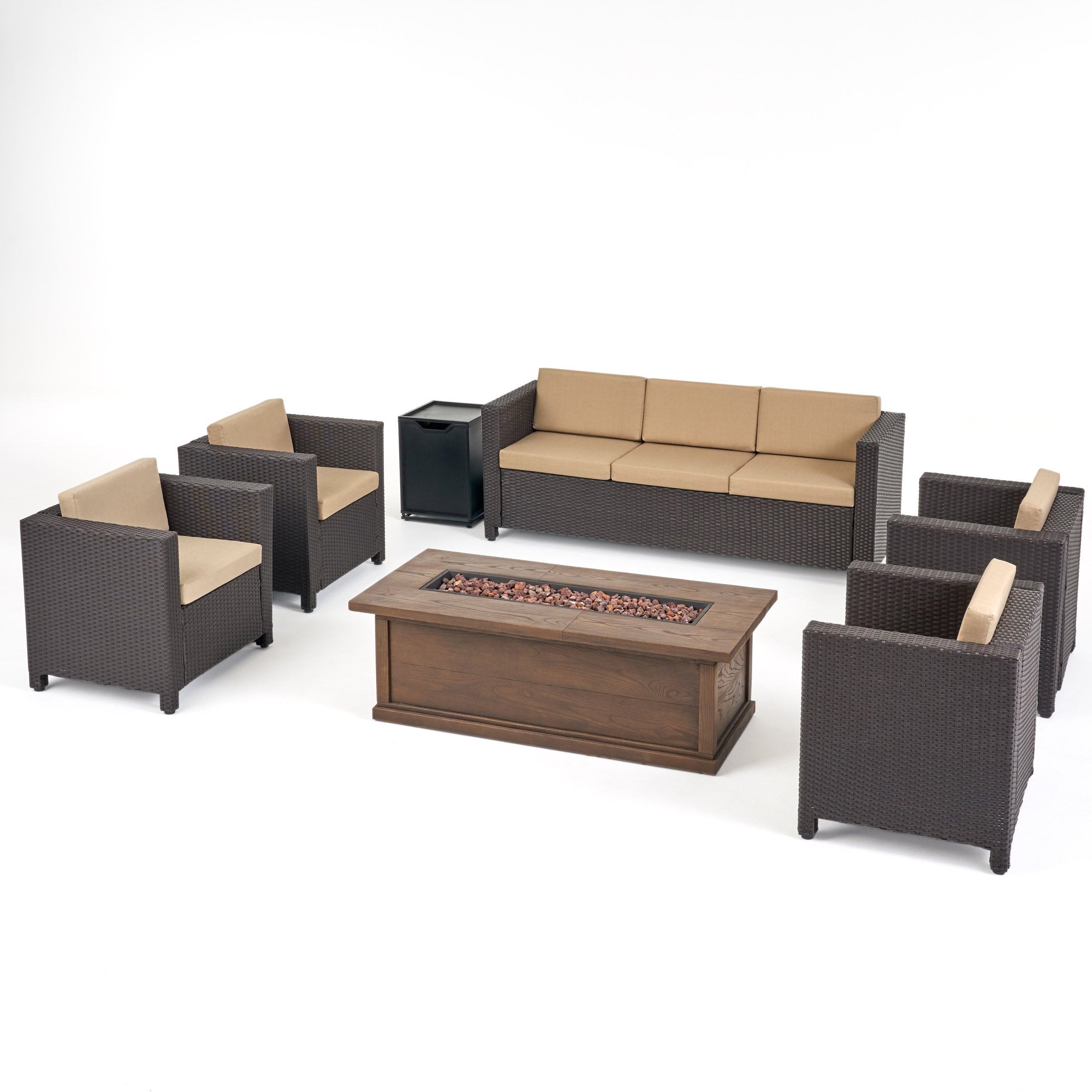 Venice 7-Seater Outdoor Fire Pit Sofa Set