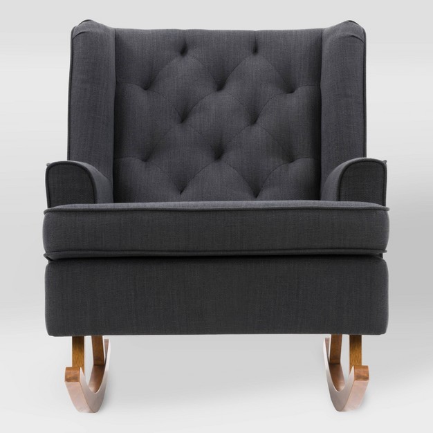 Boston Tufted Fabric Rocking Chair Dark Gray Corliving