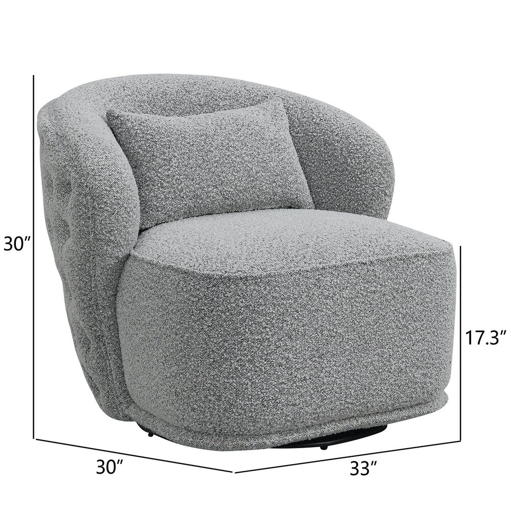 Boucle Upholstered Tufted Back Swivel Barrel Chair