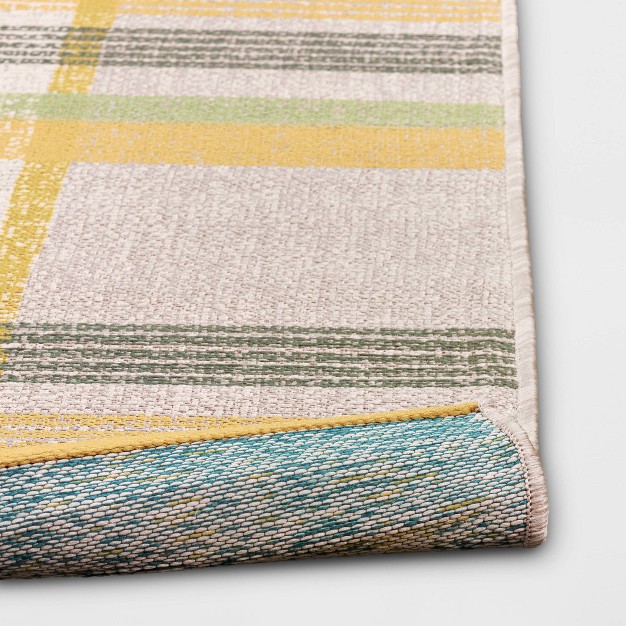 5 x27 X 7 x27 Plaid Outdoor Rug Yellow green