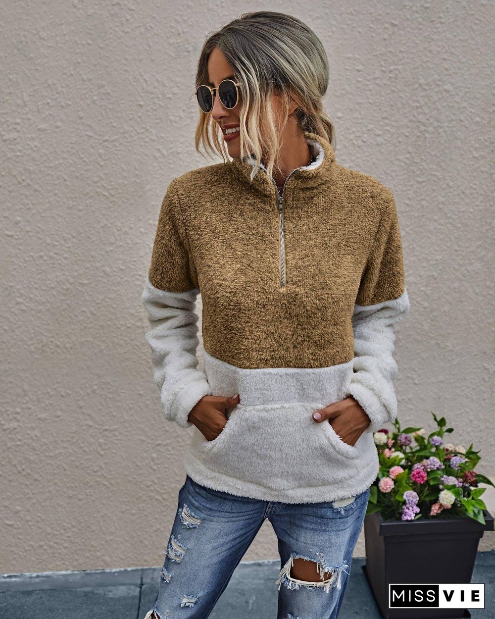 Autumn Winter Aesthetic Clothes Woman Sweatshirt Without Hat Long Sleeve Streetwear Stitching Cute Tops Fall Women Clothing