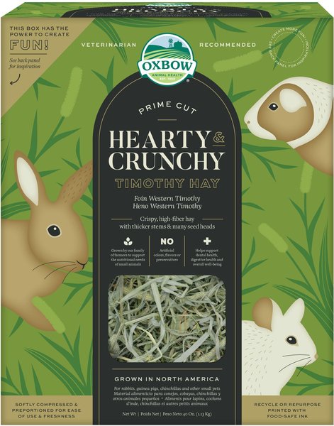 Oxbow Prime Cut Hearty and Crunchy Timothy Hay Small-Pet Food， 40-oz bag