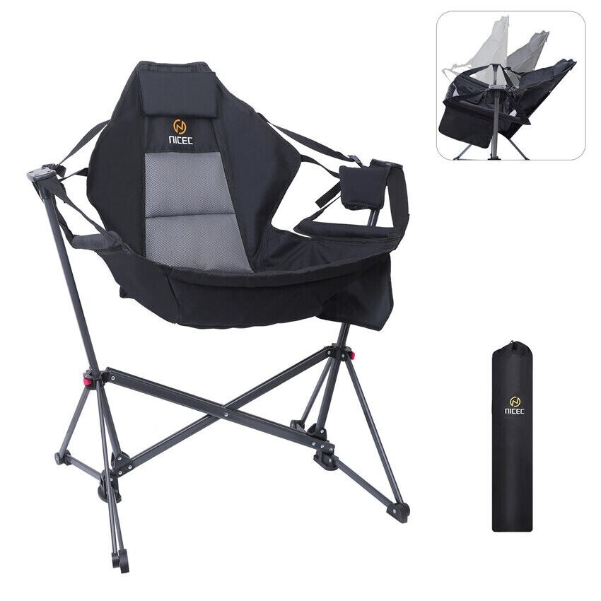 Hammock Camping Chair  Swing Chair  Folding Rocking Chair  Camping Chair  High Back with Stand  Cup Holder  Heavy Duty