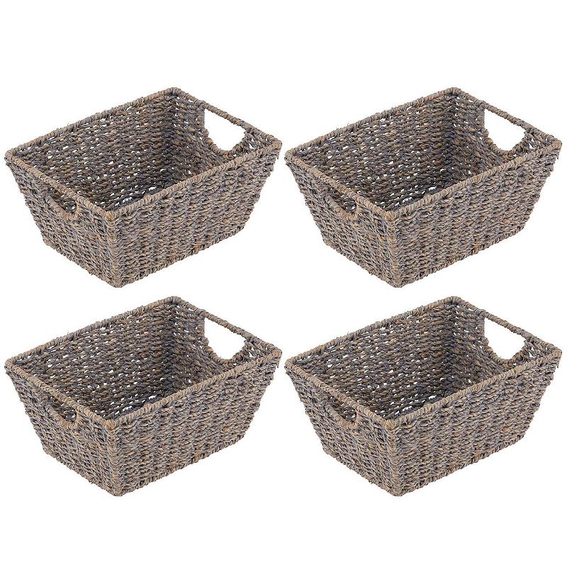 mDesign Woven Seagrass Nesting Kitchen Storage Basket Bins - 4 Pack