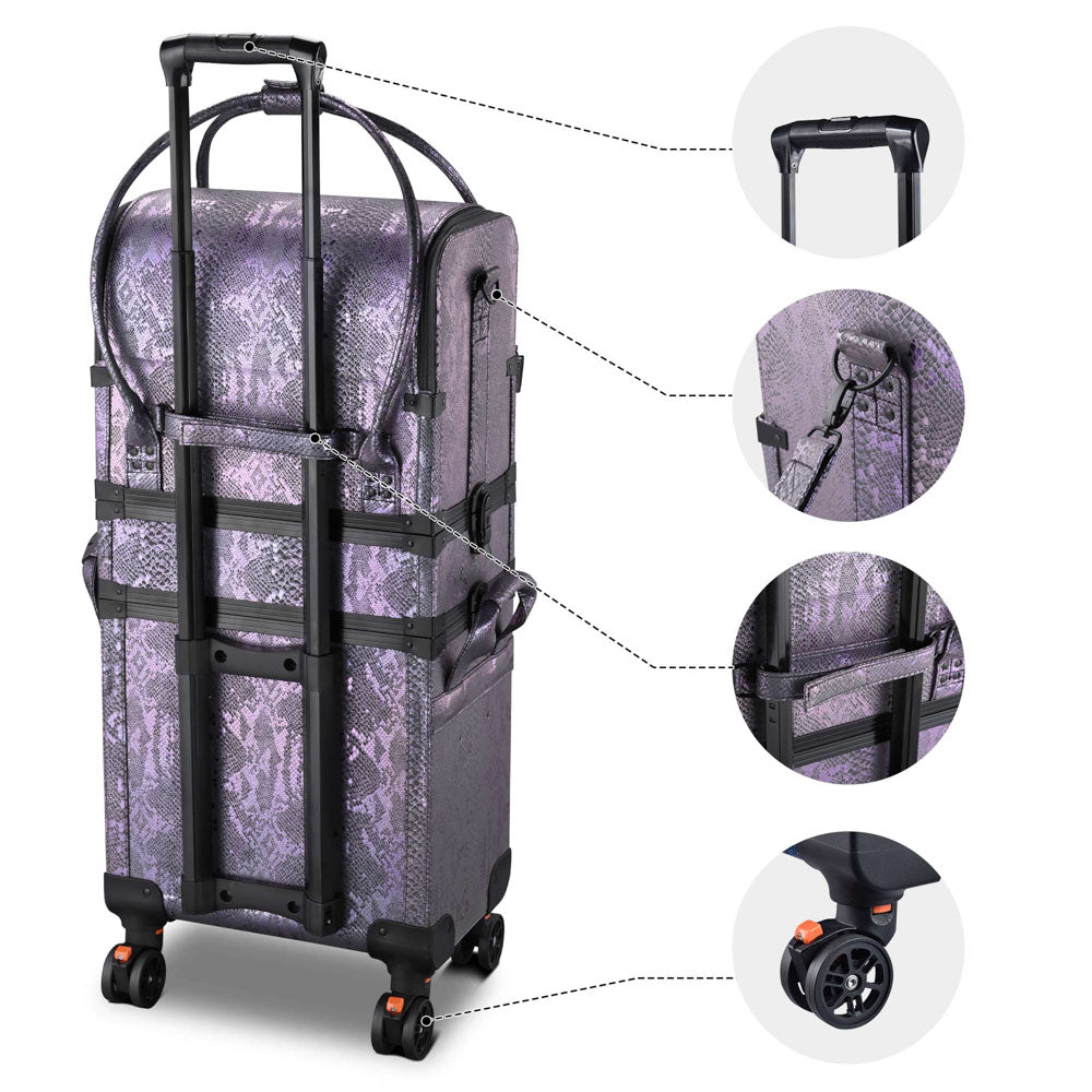 Byootique Rolling Makeup Case Snakeskin Purple Artist Travel Case