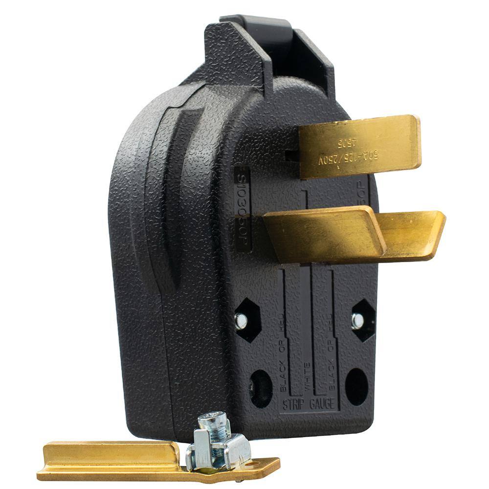 ELEGRP 30 Amp50 Amp 125250-Volt 3-Pole3-Wire NEMA 10-30P10-50P Non-Grounded Straight Blade Angle Plug Black S103050P