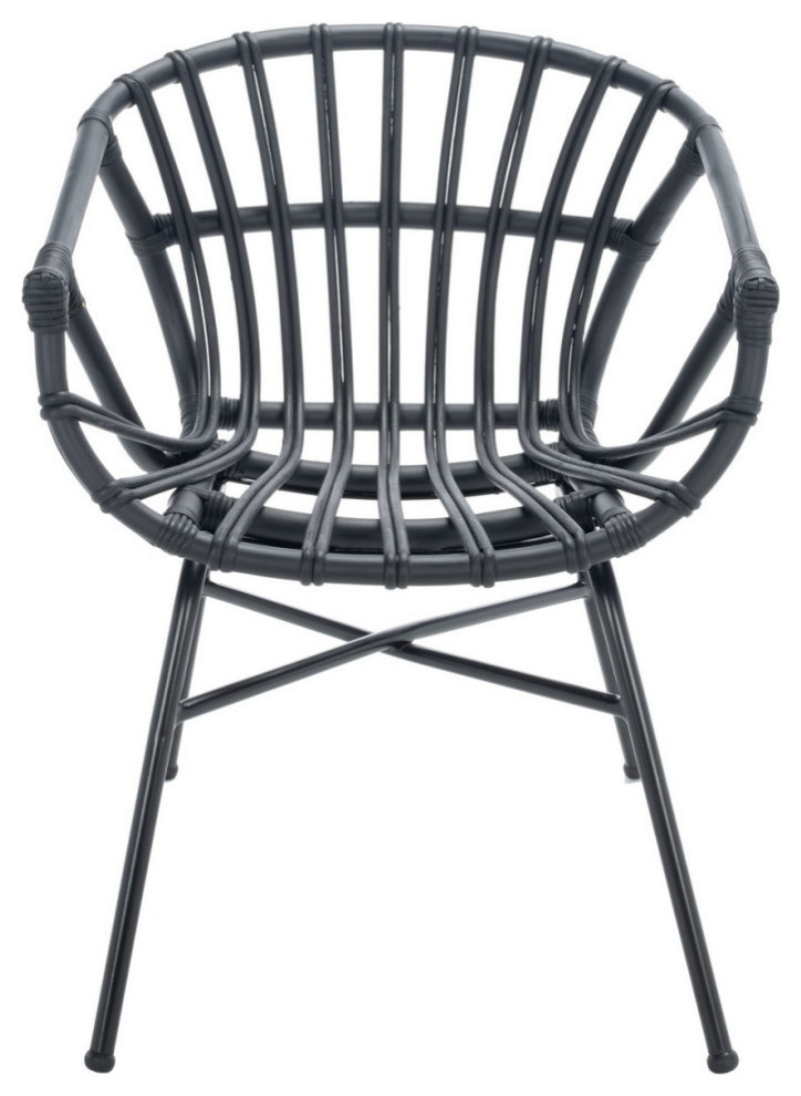 Kittery Rattan Dining Chair Set of 2 Black / Black   Tropical   Dining Chairs   by Virgil Stanis Design  Houzz