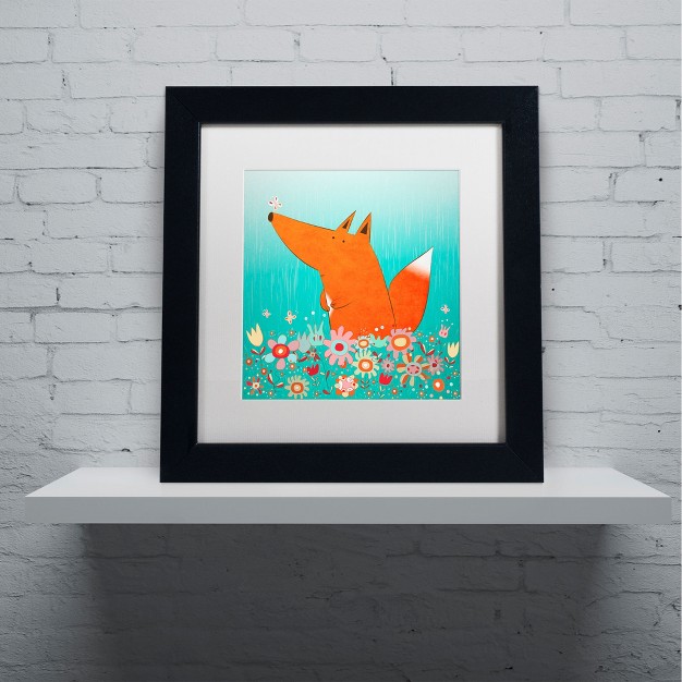 Trademark Fine Art carla Martell x27 fox In Flowers x27 Matted Framed Art