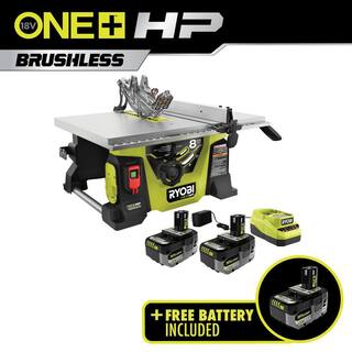 RYOBI ONE+ HP 18V Brushless Cordless 8-14 in. Compact Portable Jobsite Table Saw Kit with (3) 4.0 Ah Batteries and Charger PBLTS01K-PBP004