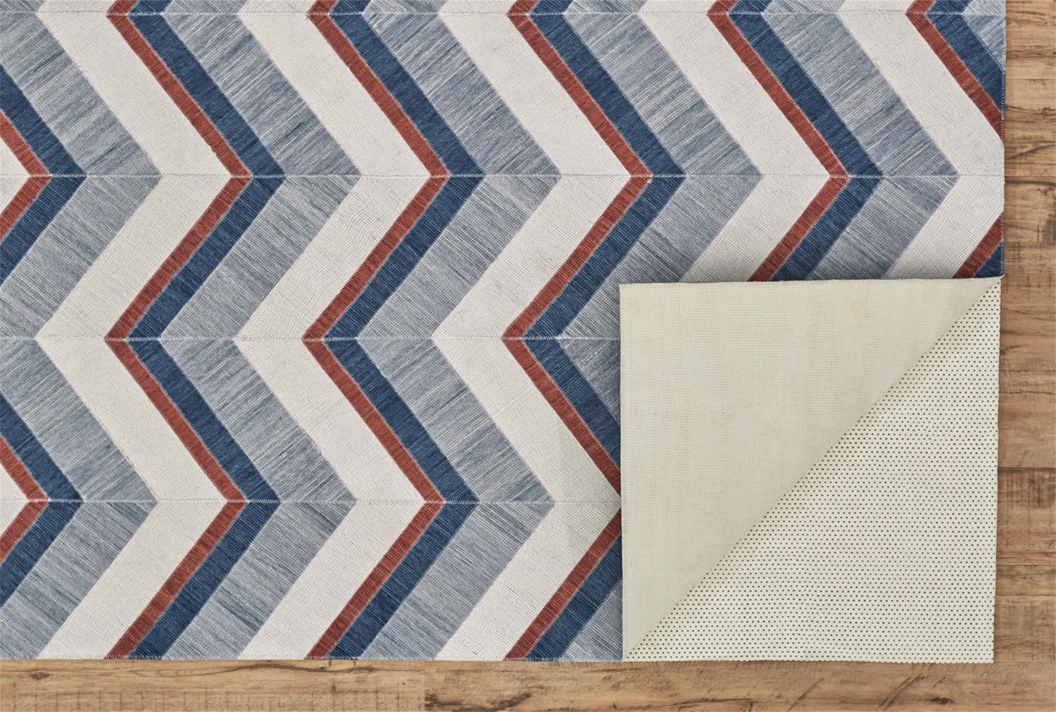 Bromham Flatweave Blue and Red Rug by BD Fine