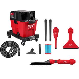 MW M18 FUEL 9 Gal. Cordless Dual-Battery WetDry Shop Vacuum wAIR-TIP 1-14 in. - 2-12 in. Brush Crevice and Nozzle Kit 0920-20-49-90-2027-49-90-2034